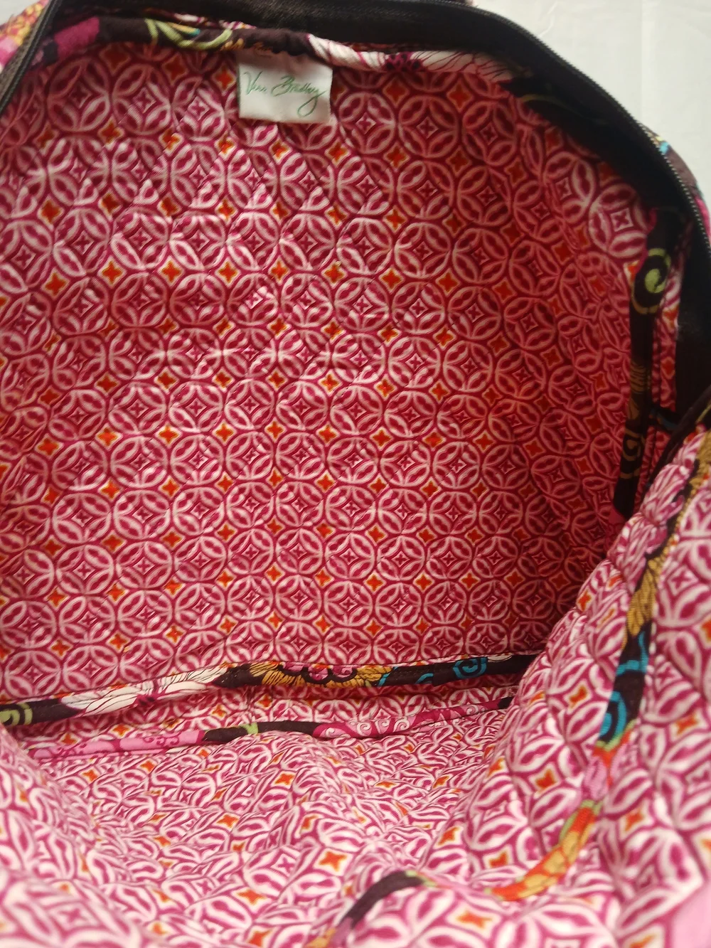 Vera Bradley Quilted Floral Laptop Carry Top in Brown and Pink